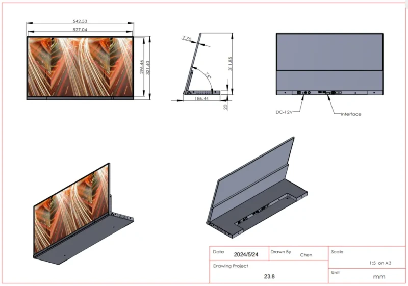 23.8 inch lcd advertising screen wall mounted serial