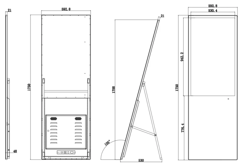 43 inch portable floor lcd advertising screen