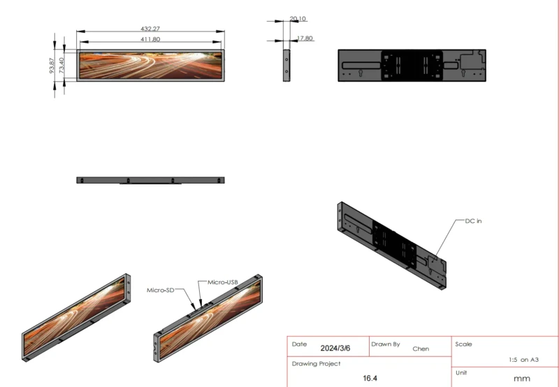 16.4inch Bar lcd screen andorid DN1640-WA. A40I (5)